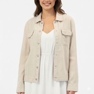 Sz M 100% Linen Style & Co. Beige/Light Tan Summer Jacket